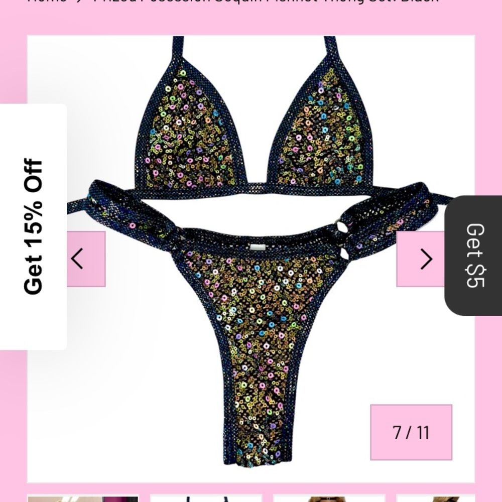 Sequin Triangle Bra Set